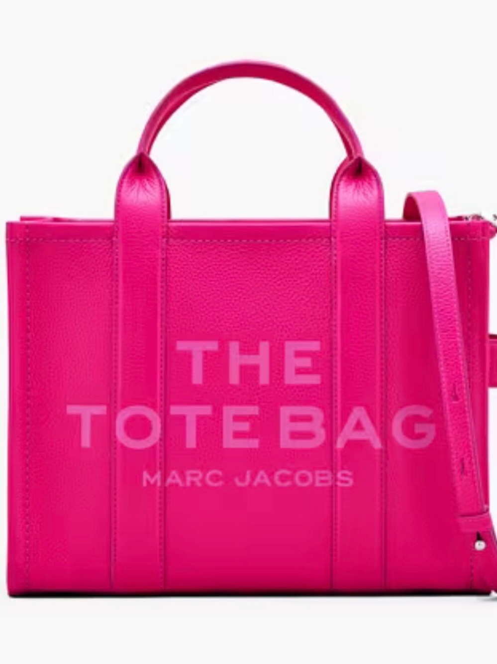 🆕 NWT Marc Jacobs The Leather Medium Tote Bag Hot Pink Fuchsia